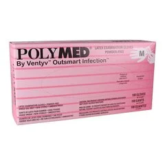 Ventyv Exam Glove Polymed Medium NonSterile Latex Standard Cuff Length Fully Textured Ivory Not Chemo Approved, 1000 EA/CS
