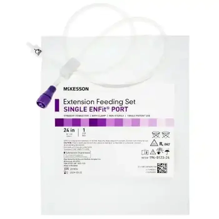 Vesco Feeding Tube Extension set, Bolus Feed Single ENFit® Port, with 90 Degree Connector, 24” Universal