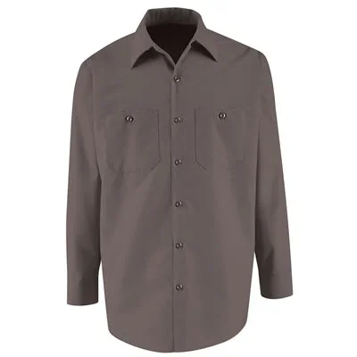 Vf Workwear Long Sleeve Industrial Solid Work Shirts, Charcoal