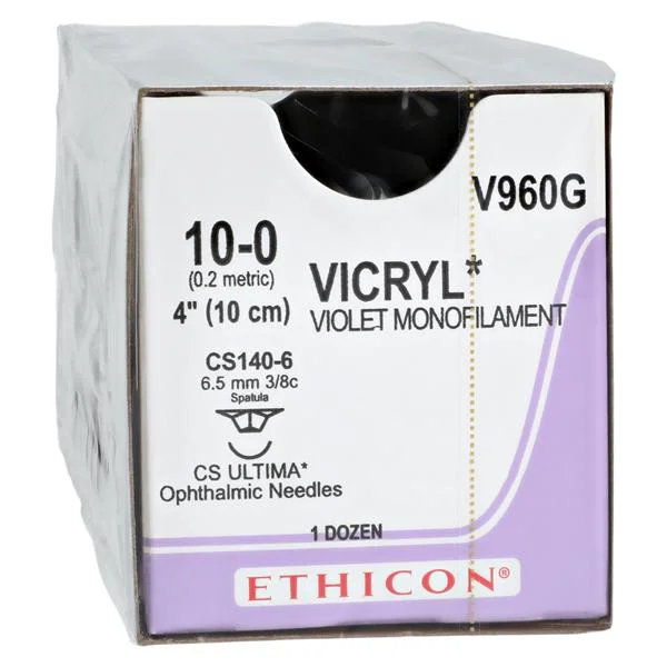 Vicryl Suture 10-0 4″ Polyglactin 910 Braid CS140-6 Violet 12/Bx