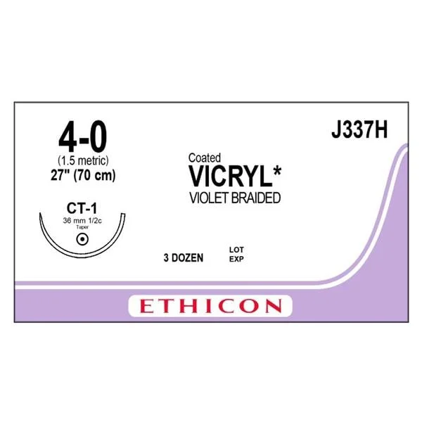 Vicryl Suture 4-0 27″ Polyglactin 910 Braid CT-1 Violet 36/bx