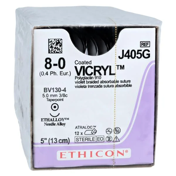 Vicryl Suture 8-0 5″ Polyglactin 910 Braid BV130-4 Violet 12/Bx