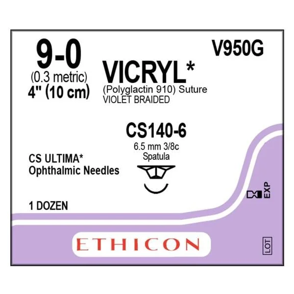 Vicryl Suture 9-0 4″ Polyglactin 910 Braid CS140-6 Violet 12/Bx