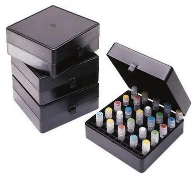 VWR International Cryo Storage Box 54 X 140 X 140 mm, Black, 100-Place, Hinged – 80080-597