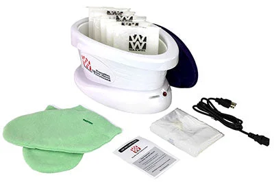 WaxWel Paraffin Bath – Standard Unit Includes: 65 Liners, 1 Mitt, 1 Bootie and 6 lb Peach Paraffin – 11-1606