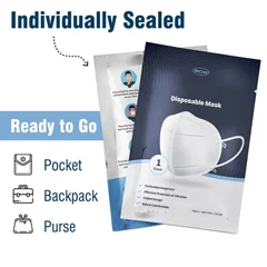 WeCare Disposable KN95 Face Masks, (60 Individually Wrapped) – White - Image 2
