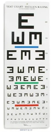 Western Ophthalmics Snellen Letter E Acuity Chart 20 Foot 20/200 to 20/15 Line – OS-3598