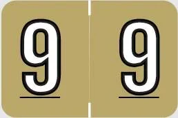 Wilmer Barkley Pre-Printed Label Chart Tab 9 | 9 Gold 1-1/2 X 1 Inch – W-3500-9