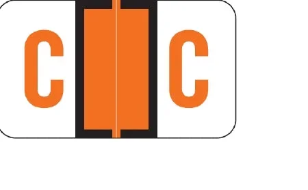 Wilmer Barkley Pre-Printed Label Chart Tab C | C Black / Orange / White 15/16 X 1-5/8 Inch – W-5112-C