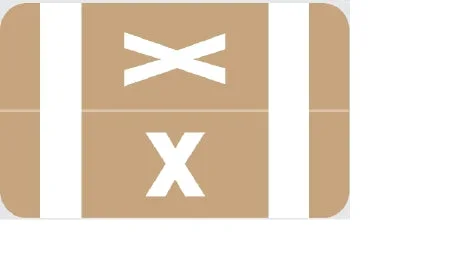 Wilmer Barkley Pre-Printed Label Chart Tab X | X Light Brown 1 X 1-5/8 Inch – W-P1001-X