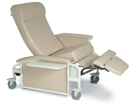 Winco Care Cliner XL Drop Arm Recliner Ice Blue Vinyl 5 Inch Nylon Casters 5 Inch Nylon Casters – 6570-62